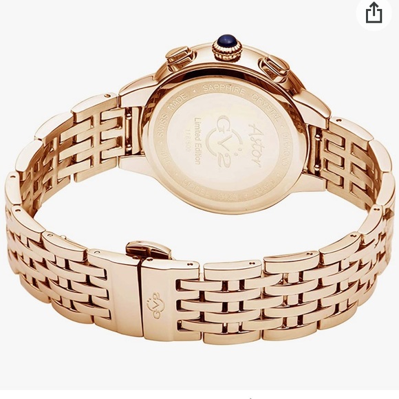 GV2 by Gevril Astor Chronograph Womens Diamond Swiss Quartz Gold Watch - Picture 2 of 15